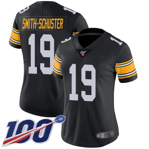 Women Pittsburgh Steelers Football #19 Limited Black JuJu Smith Schuster Alternate 100th Season Vapor Untouchable Nike NFL Jersey->women nfl jersey->Women Jersey